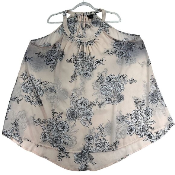 Torrid Womens 3X Floral Halter Hilo Top Blush Black Sleeveless Swing Whimsical - Picture 1 of 9